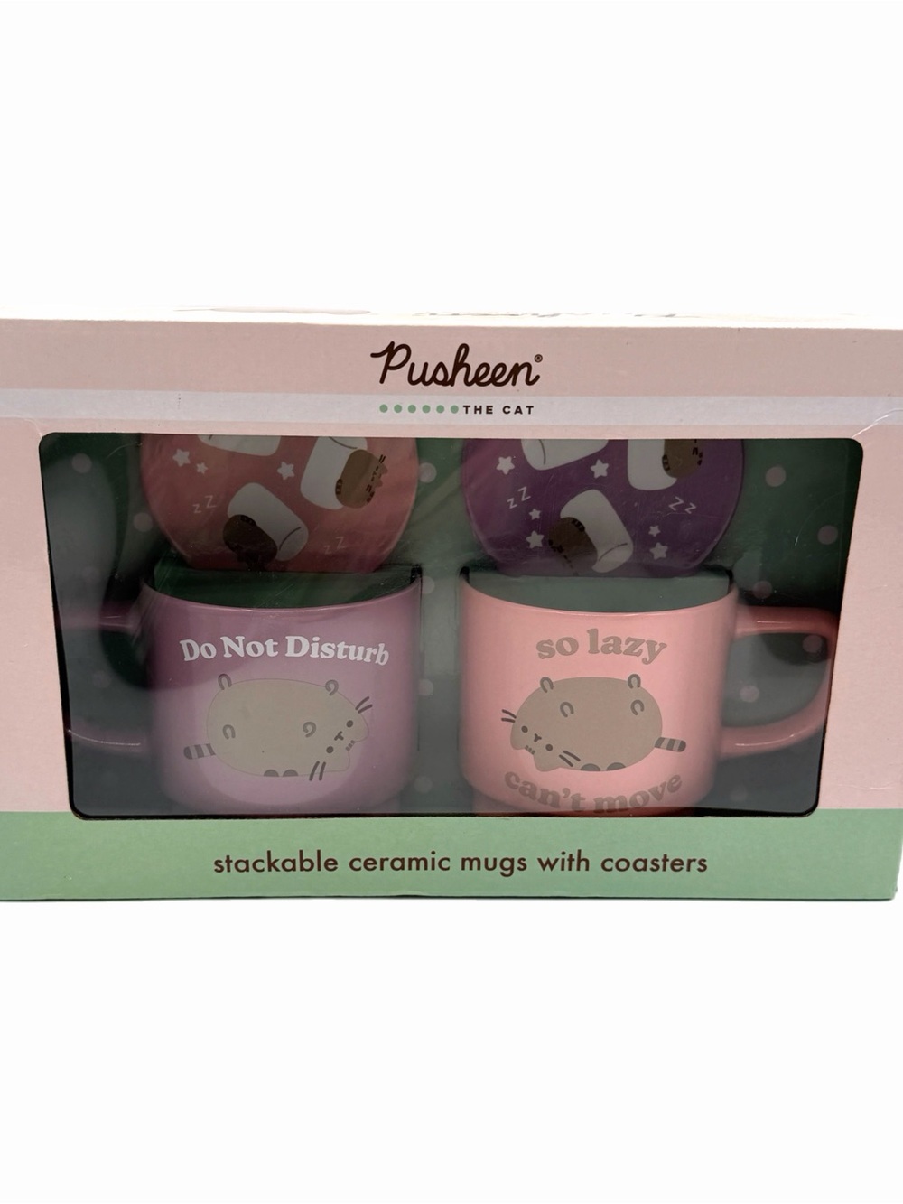 Pusheen the Cat Stackable Ceramic Mug with Coasters Set – New